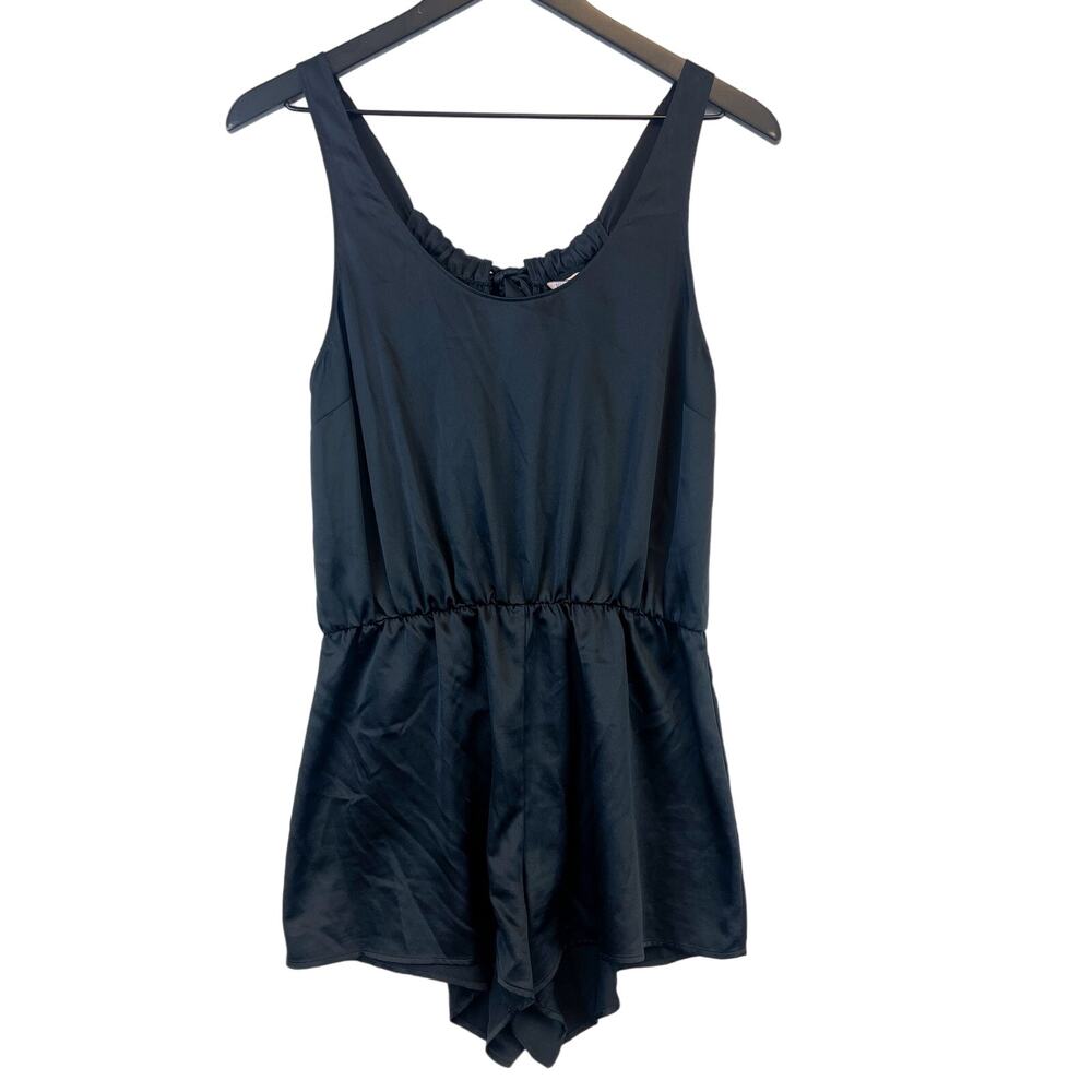 Victoria’s Secret Size S Satin Polyester Romper Pajama Empire Waist Black